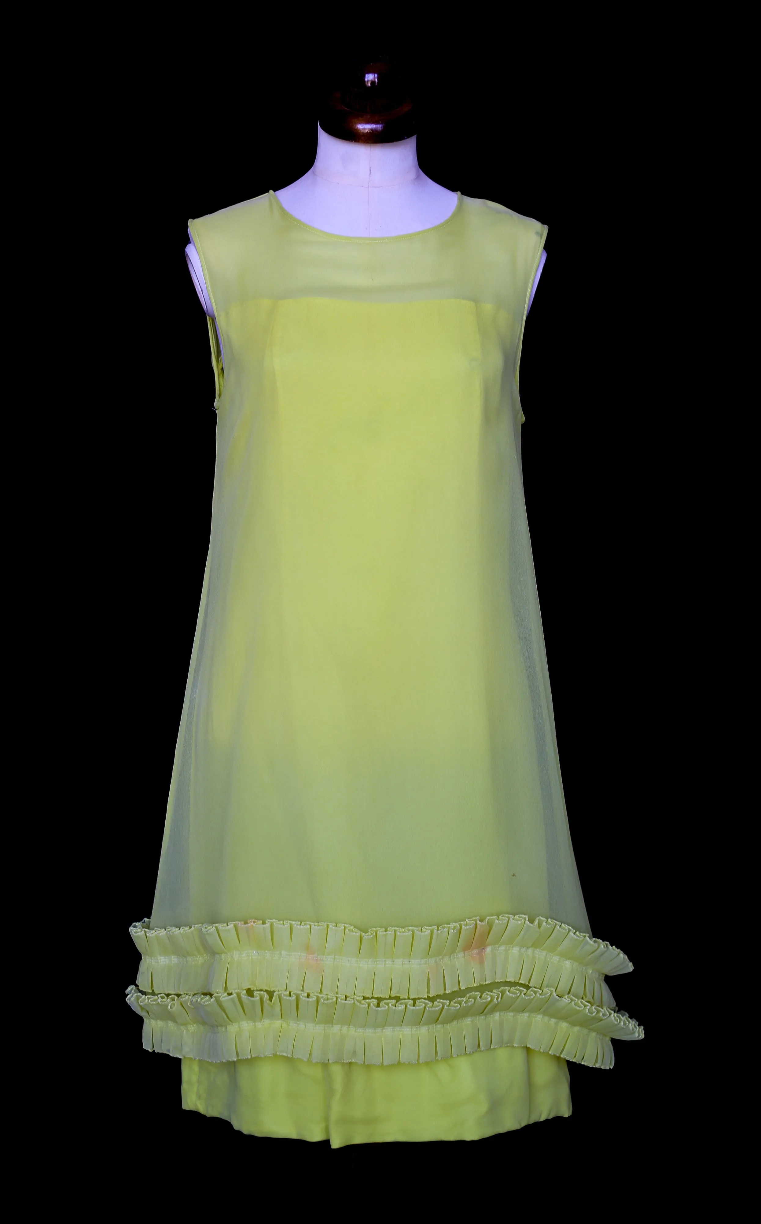 RESERVED - Vintage 1960s Yellow Chiffon Cocktail Dress (As Is)