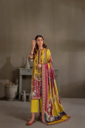 Sana & Samia by Lala Embroidered Woolen Print Collection – Daffodil