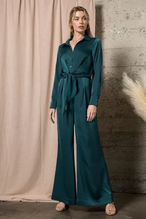 Serina Satin Front Tie Jumpsuit