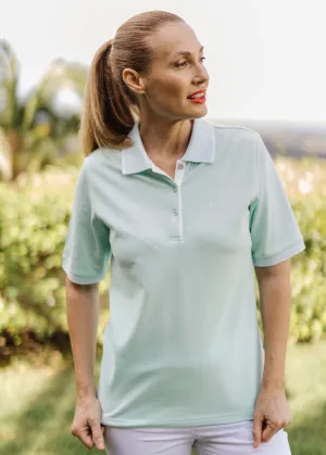 Striped Collar Classic Fit Polo Aqua