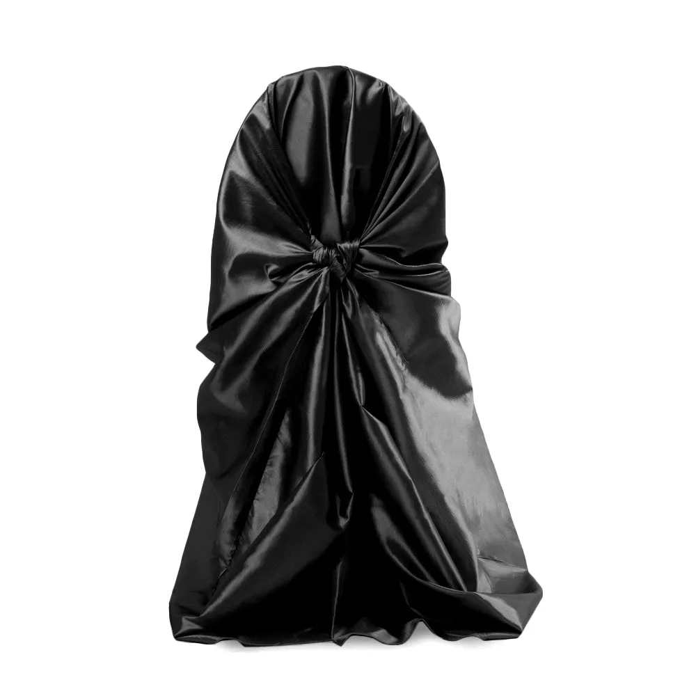 Taffeta Universal Self Tie Chair Cover - Black