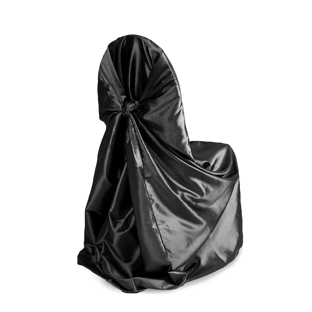 Taffeta Universal Self Tie Chair Cover - Black