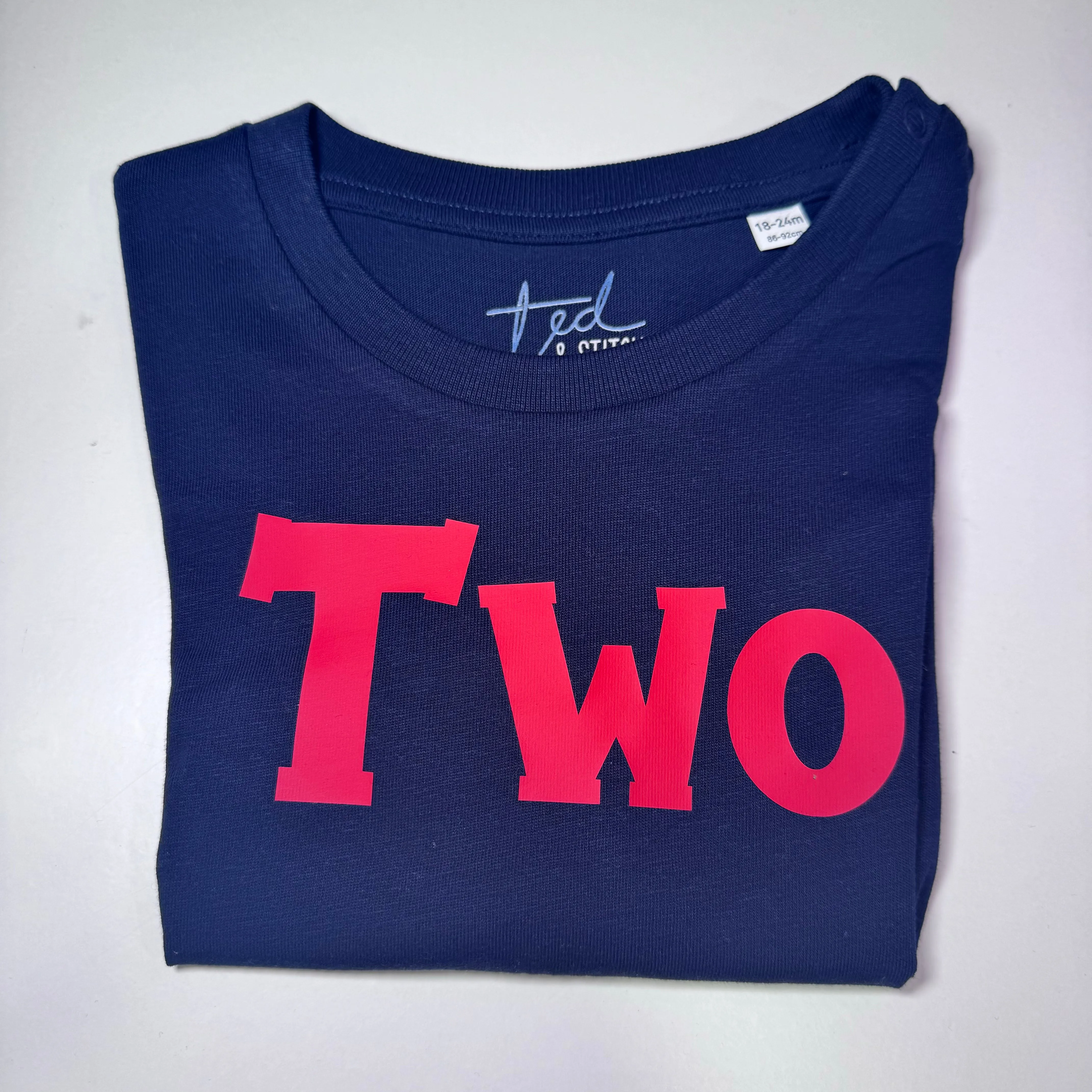 Ted & Stitch Boys Navy Birthday T-Shirt Select Age