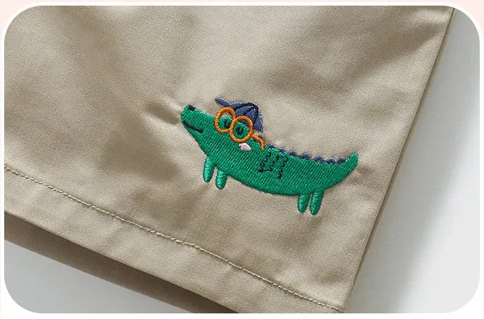 Toddler/Kid Boy's Khaki Crocodile Design Shorts for Summer