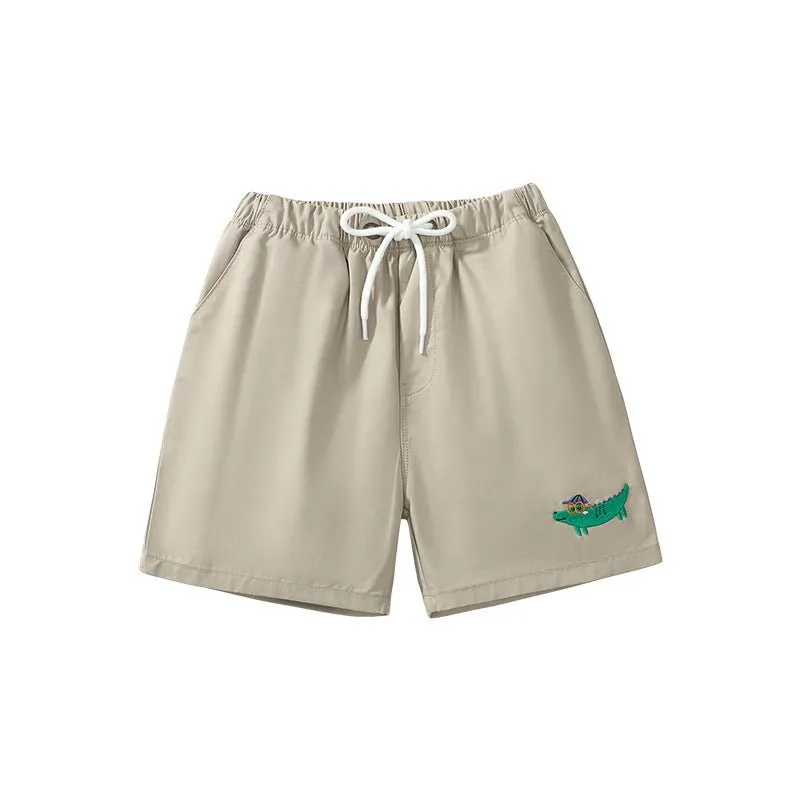 Toddler/Kid Boy's Khaki Crocodile Design Shorts for Summer