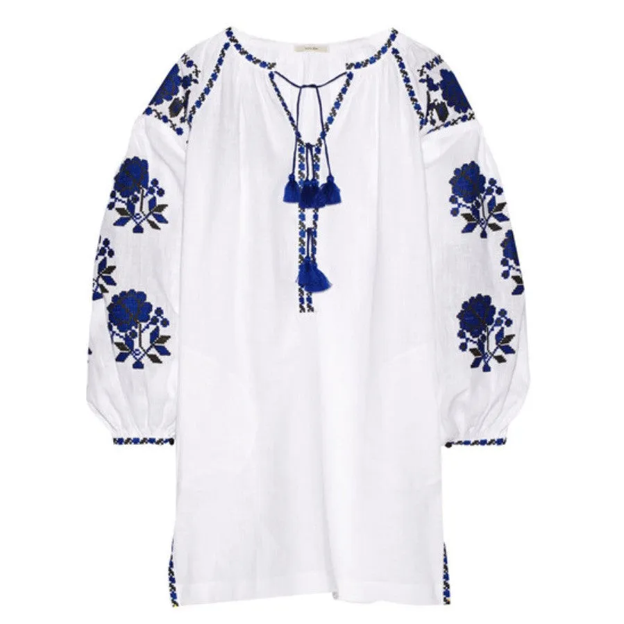 White Vyshyvanka Embroidered Dress