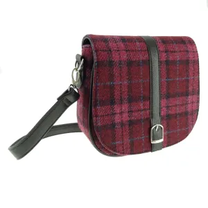 Women's Harris Tweed Beauly Shoulder Ba  Raspberry Check