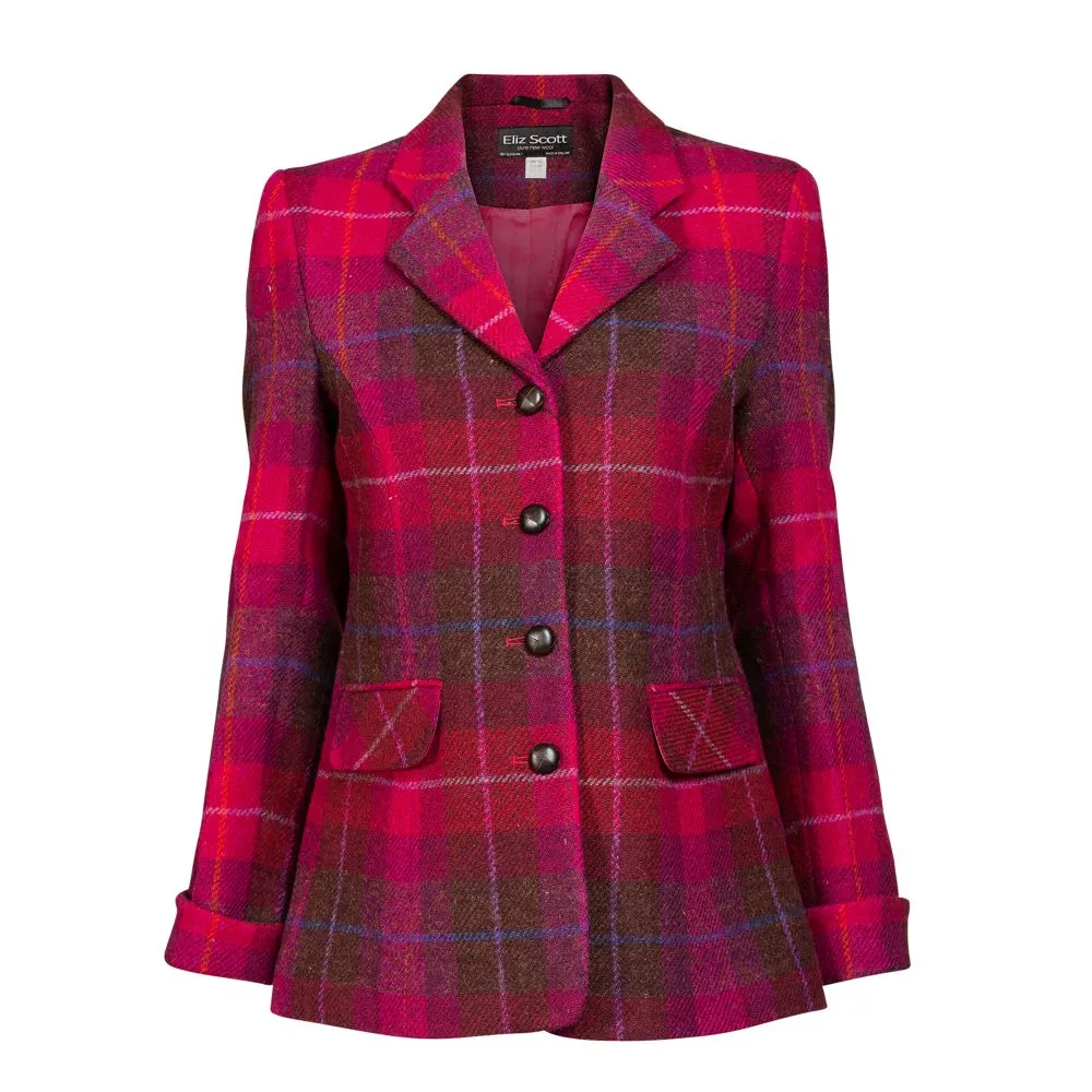 Women's Harris Tweed Jacket - Maggie - Red/Brown Check