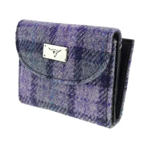 Women's Harris Tweed Jura Zip Purse  Bold Purple Check