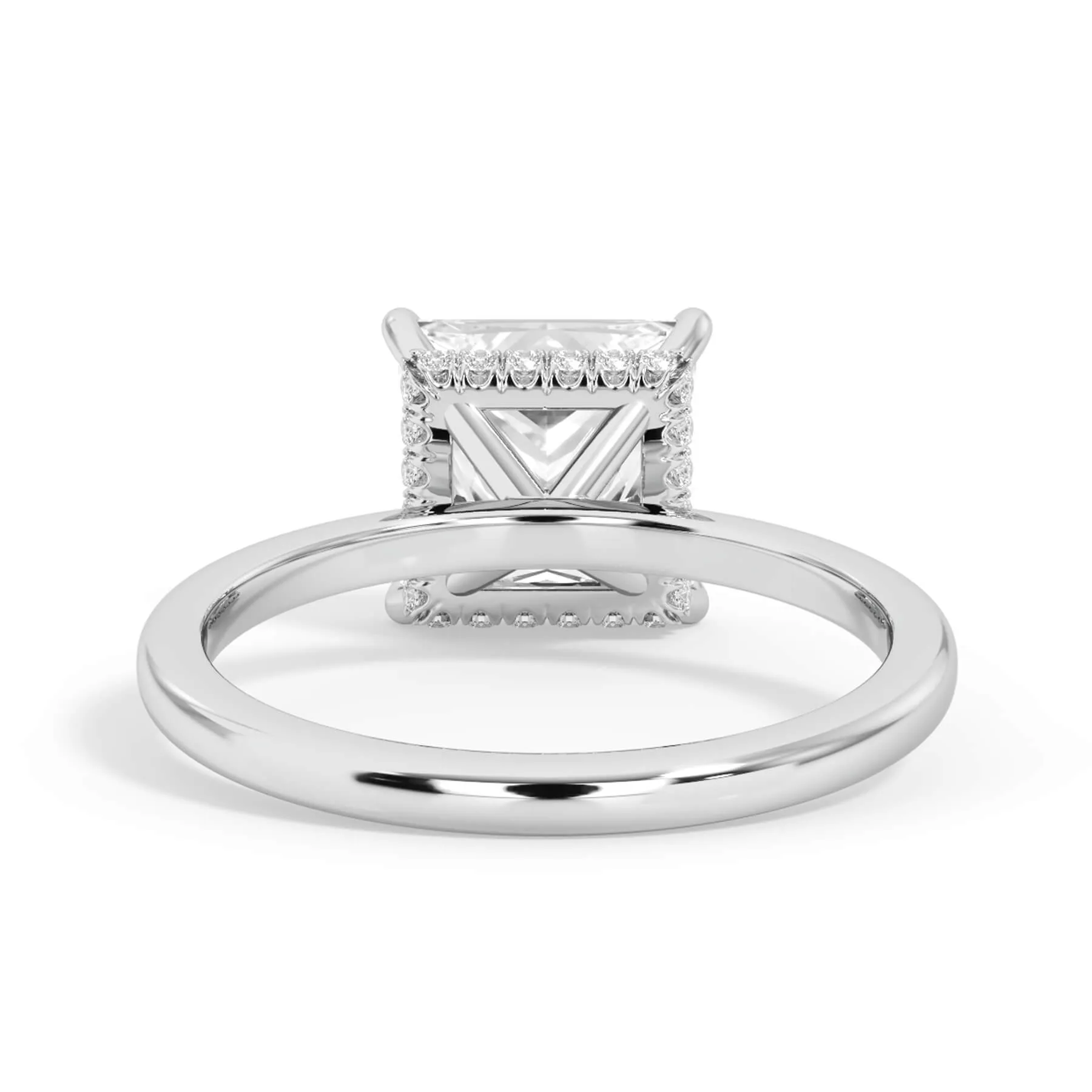 Wrap Diamond Engagement Ring with Plain Band - White Wrap