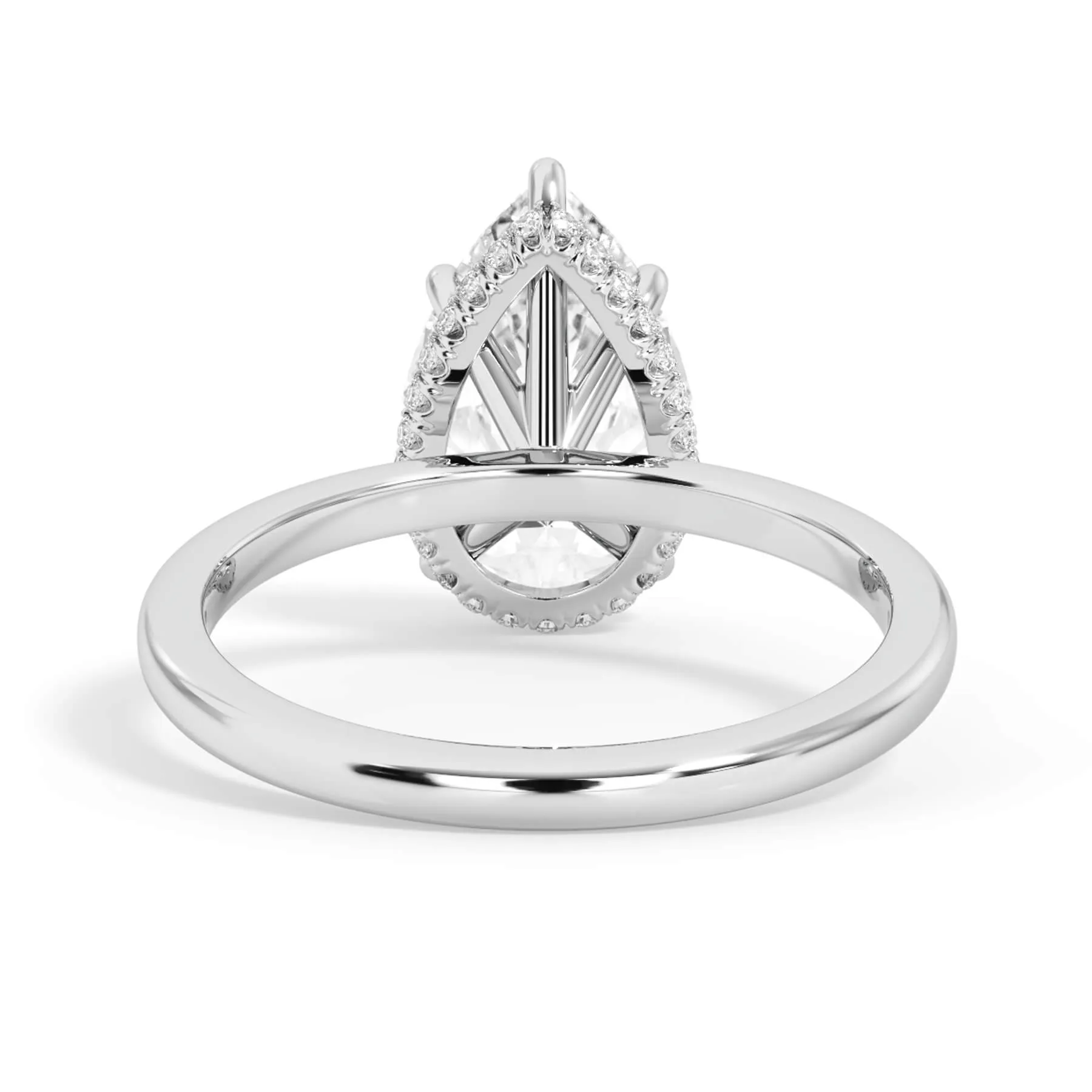 Wrap Diamond Engagement Ring with Plain Band - White Wrap