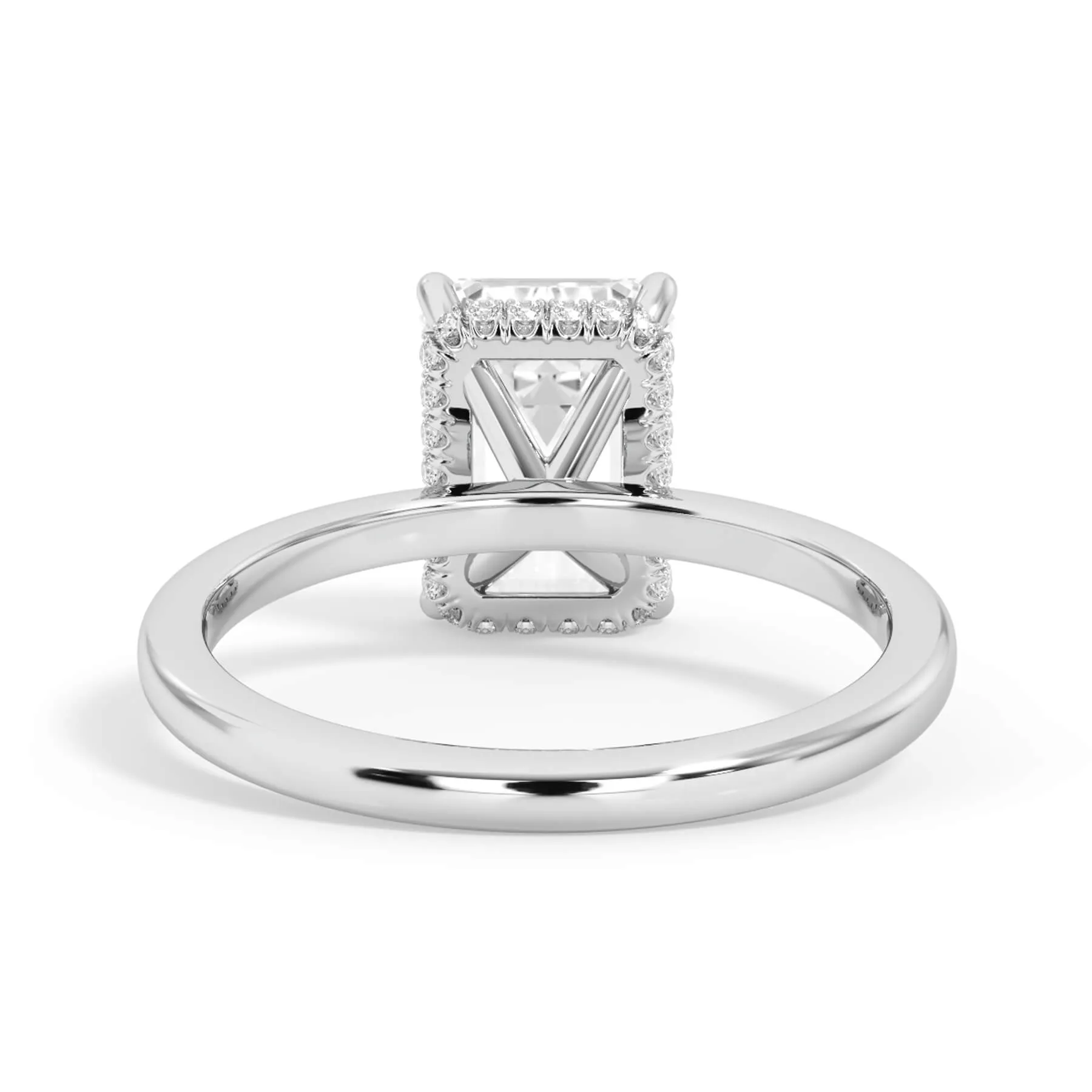 Wrap Diamond Engagement Ring with Plain Band - White Wrap