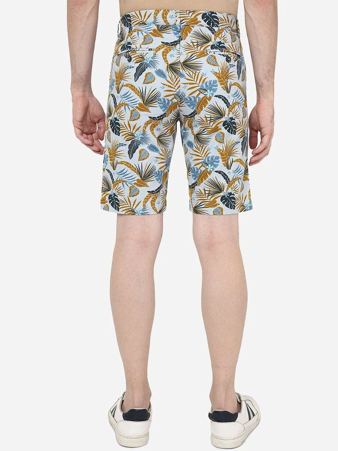 Yellow Printed Slim Fit Shorts | JadeBlue