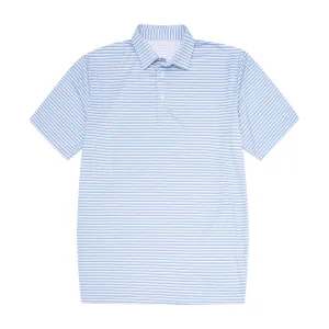 Youth Light Blue, Grey & White Stripe Polo